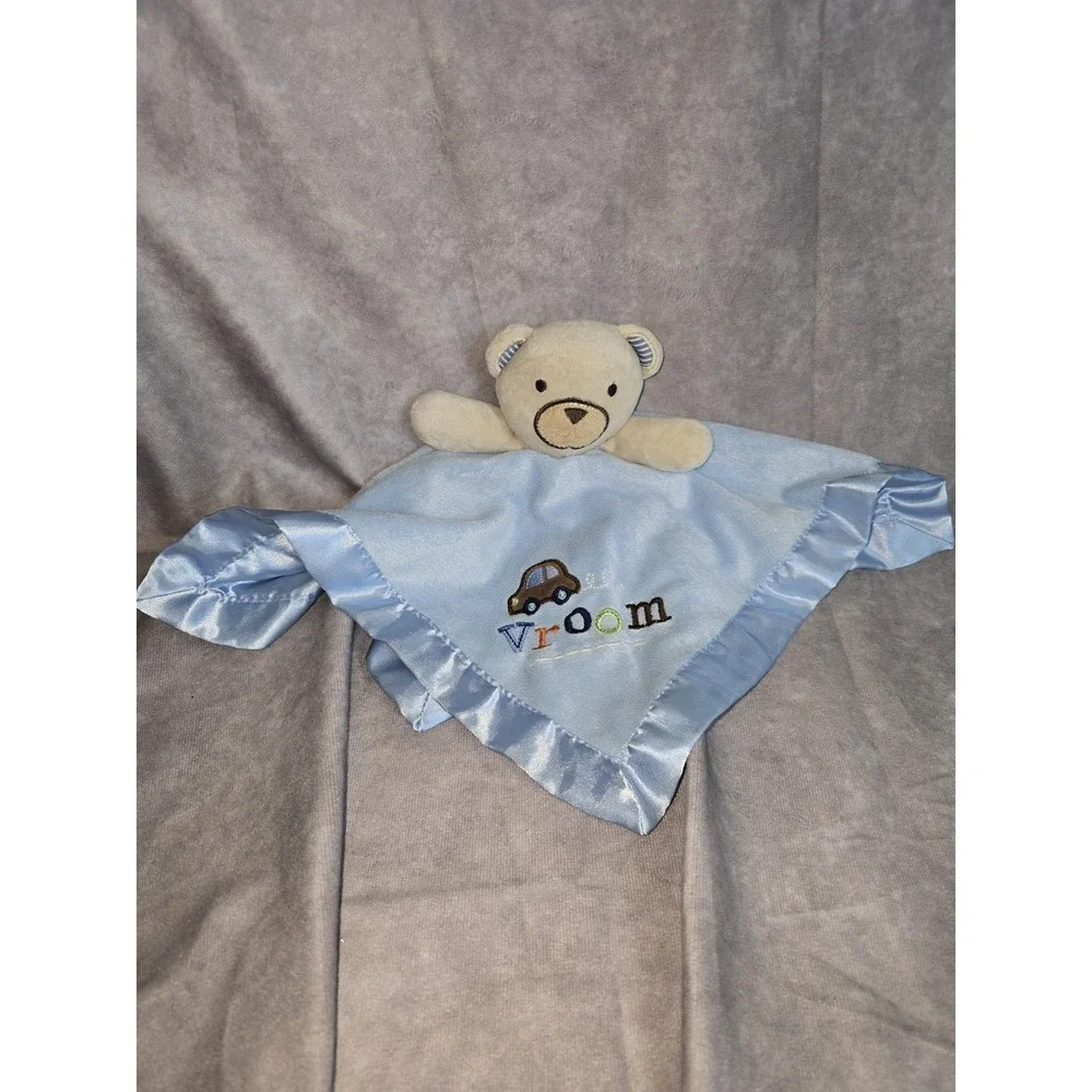 Circo Vroom Plush Brown Dog Blue Lovey Blanket Car Satin